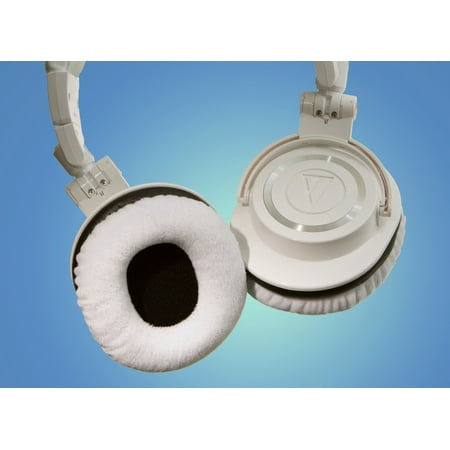 ATH-M50xWH-EARPADS - Sound Professionals - Pair White with black trim Velvet ear pads for ATH-M50xWH and ATH-M50WH headphones-also fits M20x, M30x, M40x, ATH-M50, M50s, M50RD, ATH-M50xBL, (Best Ear Pads For Ath M50x)