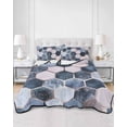 thumbnail image 3 of Navy Blue Grey Queen Size Down Alternative Comforter, Lightweight Comforter Quilt Bedding Set with Pillow Shams Modern Abstract Art Geometric All Seasons Bed Comforter Duvet Insert 90"x96", 3 of 7