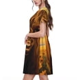 thumbnail image 2 of Disketp Sunset Sunflower Cow A para Vestido de Manga Corta para Mujeres, Vestidos de Verano para Mujeres, Casual y Holgado para la Playa, 2 of 6