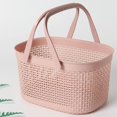 thumbnail image 2 of Cesta para ducha con asa, organizador de plástico, cesta de almacenamiento para estantes, cesta de almacenamiento portátil para baño, dormitorio universitario, cocina (rosa), 2 of 4
