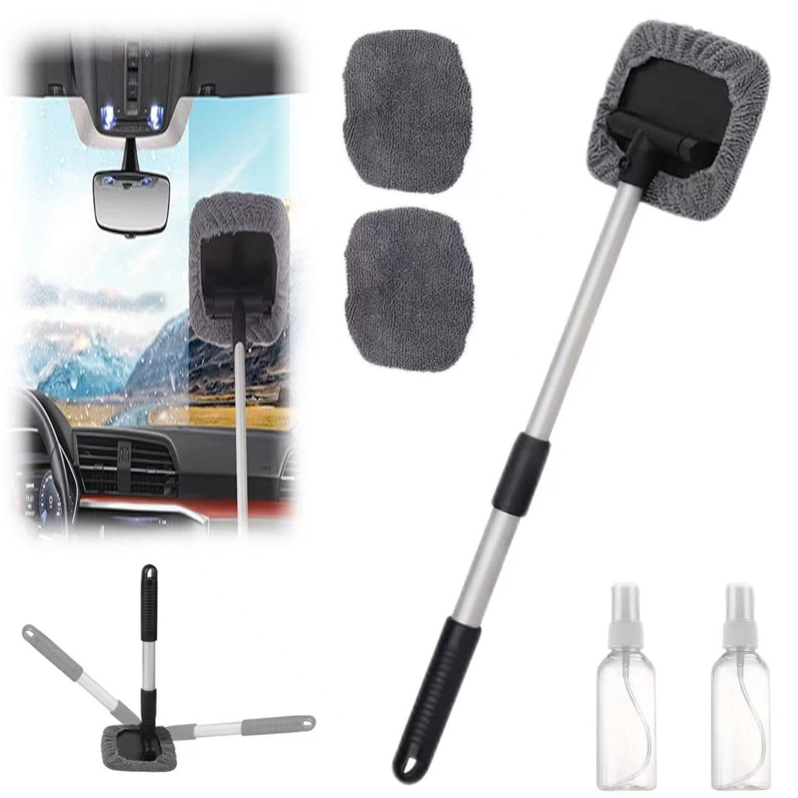 Kugisaki Car Wash Brush Set with Long Handle Microfiber Car Wash Mop Scratch-Free Car Cleaning Brush Kit Include 3 Wash Mops & 2 Replacement Heads for Car Windows Wheels