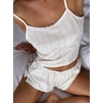 thumbnail image 3 of Y2k Pajama Sets for Women 2 Piece Outfit Lace Trim Sleeveless Crop Cami Top and Shorts Summer Lounge Set Sleepwear, 3 of 4