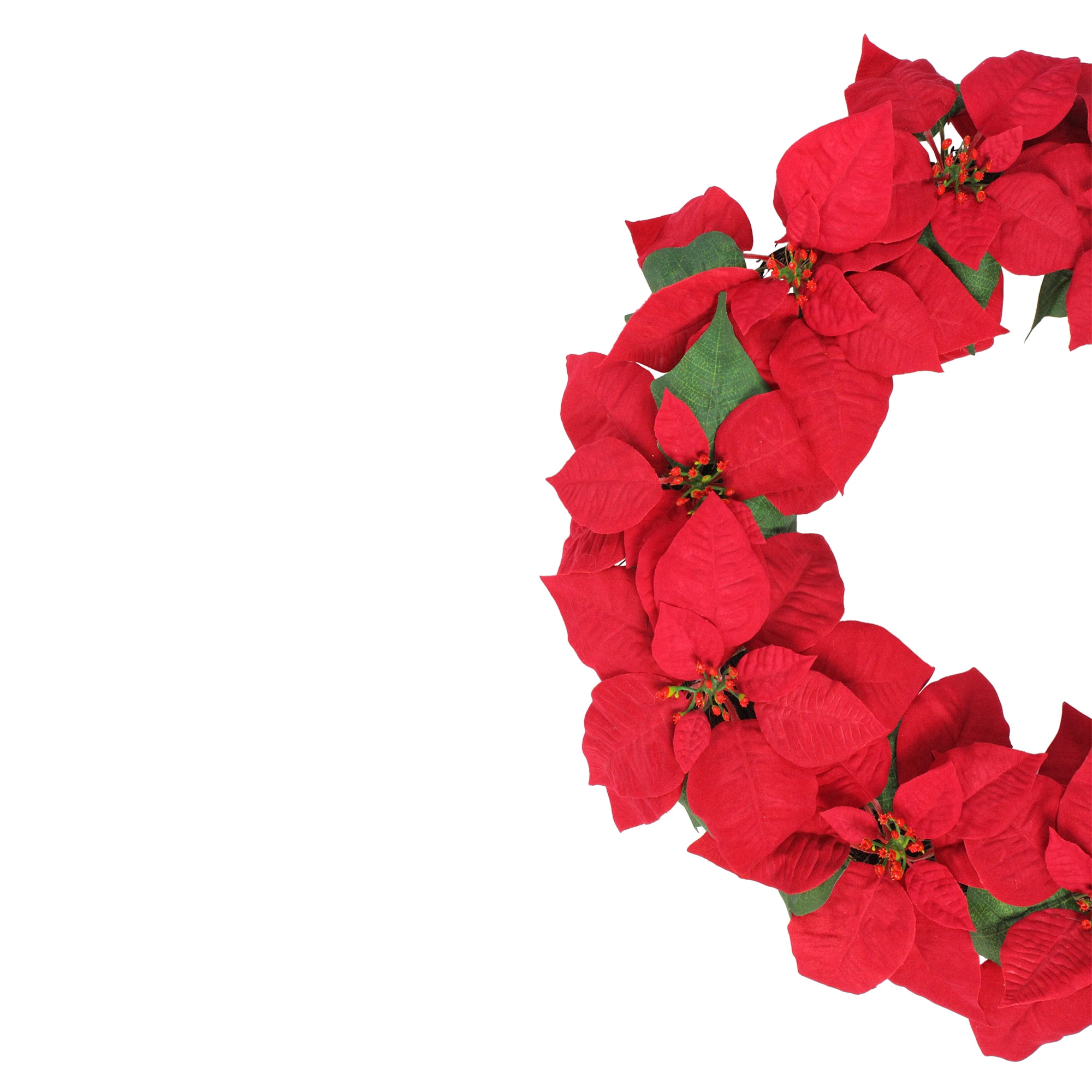 Northlight 24" Red Artificial Poinsettia Flower Christmas Wreath - Unlit
