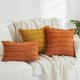 thumbnail image 2 of Fundas de almohada decorativas de lino y algodón para sofá cama, color naranja quemado, 45,7 x 45,7 cm, juego de 2, sin relleno, 2 of 5