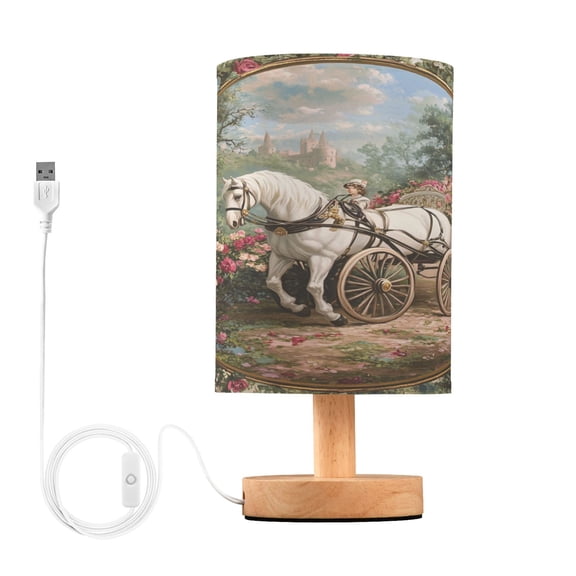 BZSMCE Lamp Modern White Horse Flowers Creative Patter Night Light