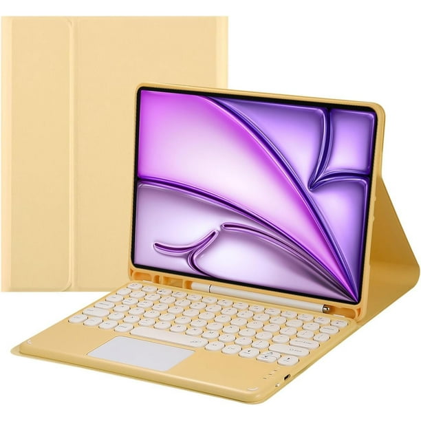 Funda con teclado táctil para iPad Air de 13 pulgadas (M3) 2025, (M2) 2024 con portalápices - Teclado Bluetooth táctil magnéticamente desmontable