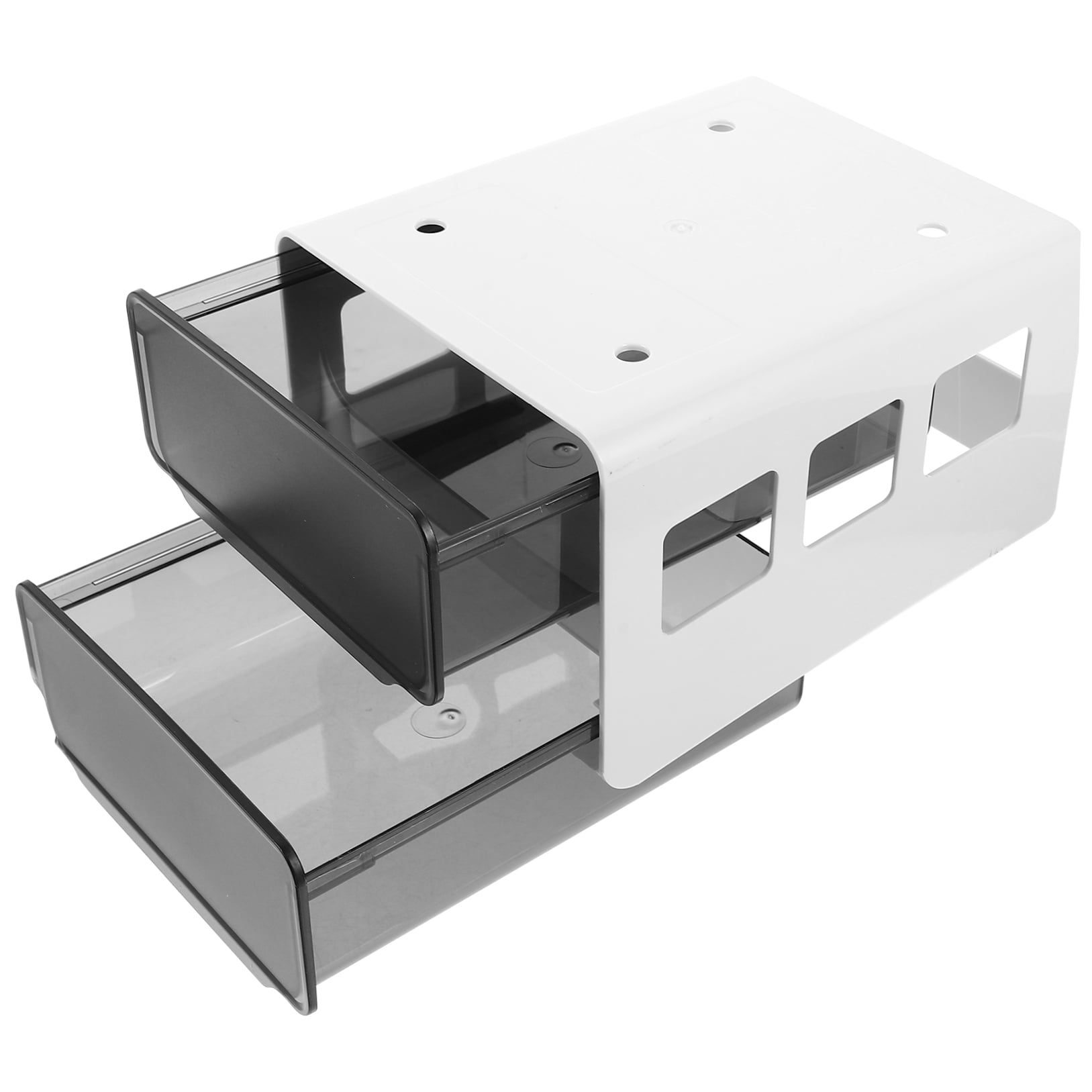 USHOBE Under Desk Organizer Drawer 1Pack Transparent Black White for Dormitory and Office