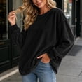 thumbnail image 3 of Lmnyox Ribbed Sweatshirts for Women Loose Crew Neck Oversized Pullover Fashion Casual Sweatshirts, 3 of 7