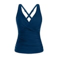 thumbnail image 4 of NIEWTR V-Neck Tankini Tops For Women Backless Adjusting Strap Bathing Suits Tummy Control Push Up Swimsuit Top(Navy,2XL), 4 of 9