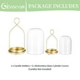 thumbnail image 6 of Glasseam Set of 2 Gold Metal Glass Hurricane Lantern: Farmhouse Style Candle Holders with Clear Dome for Pillar Candles, Tabletop or Hanging Decor (S/L), 6 of 8