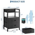 thumbnail image 7 of Rustic Brown Patio Side Table with 2 Fabric Drawers, 2-Tier Storage Shelf, Modern Iron Frame End Table for Bedroom, Living Room, Dorm or Small Spaces, Black, 7 of 7