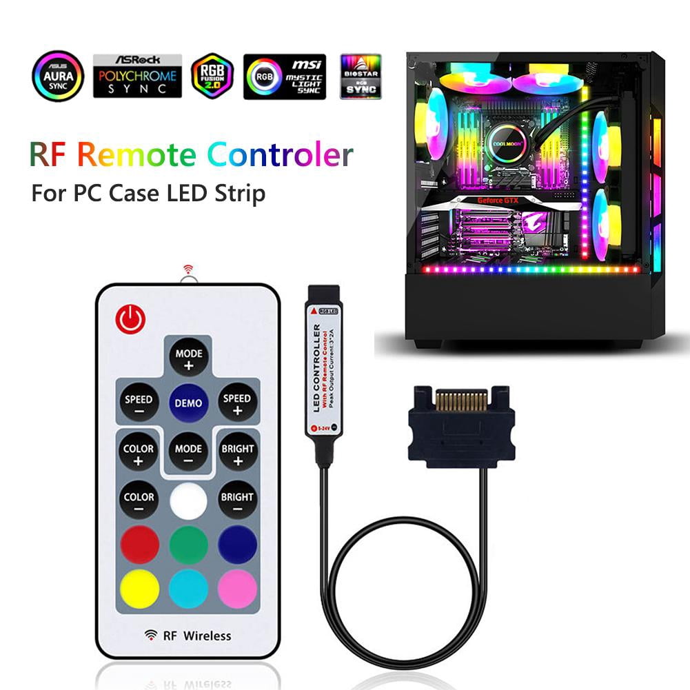12V SATA RGB Controller RF Remote Controler para PC Case LED Strip ...
