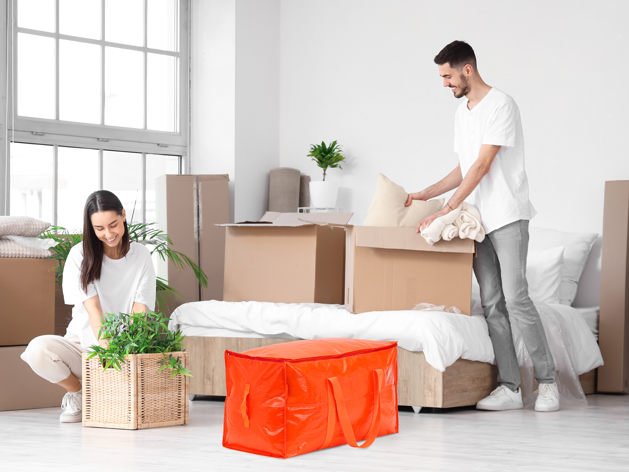 Unique Bargains 1 Pack Clothes Storage Bags Moving Bags Orange 27*14*15in