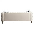 thumbnail image 5 of Velvet Sofa Couch, 3-Seat Tufted Sofa Upholstered Loveseat Sofa Couch with 2 Pillows & Metal Legs, Modern Sofa Bed for Small Living Room Lounge Apartment Office, 84.25”Lx30.71”Wx29.13”H, Cream, 5 of 7
