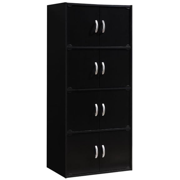 Pemberly Row 4 Shelf 8 Door Bookcase in Black