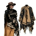 thumbnail image 5 of Women's Poncho Plus Size Open Front Knitted for Winter (Swirl Brown), 5 of 6