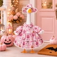 thumbnail image 3 of Halloween Porch Goose Outfit, Pink Pumpkin Ghost Costume Kit, Spooky Seasonal Outfit Accessories Suitable for 23 Inch Large Porch Goose Statue, 3 of 6