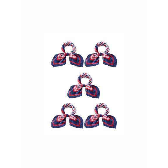 INSPIRE CHIC 5Pcs Women Square Scarf Scarves Leopard Printed Striped Polka Dots Pattern Kerchief Neckerchief 5pcs-50x50cm Red Blue Geometric