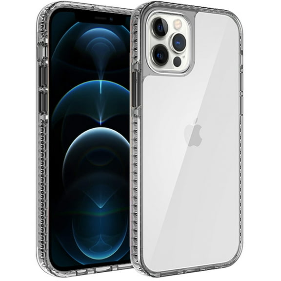 For Apple iPhone 14 (6.1") Crystal Transparent Rugged Shockproof Hybrid PC Colorful Buttons Military Grade Protection Cover ,Xpm Phone Case [ Clear Black ]