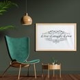 thumbnail image 2 of Love Wall Art with Frame, Live Laugh Love Curlicue Swirls Ornaments Illustration Print on Plain Backdrop, Printed Fabric Poster for Bathroom Living Room, 35" x 23", White Dark Grey, by Ambesonne, 2 of 2