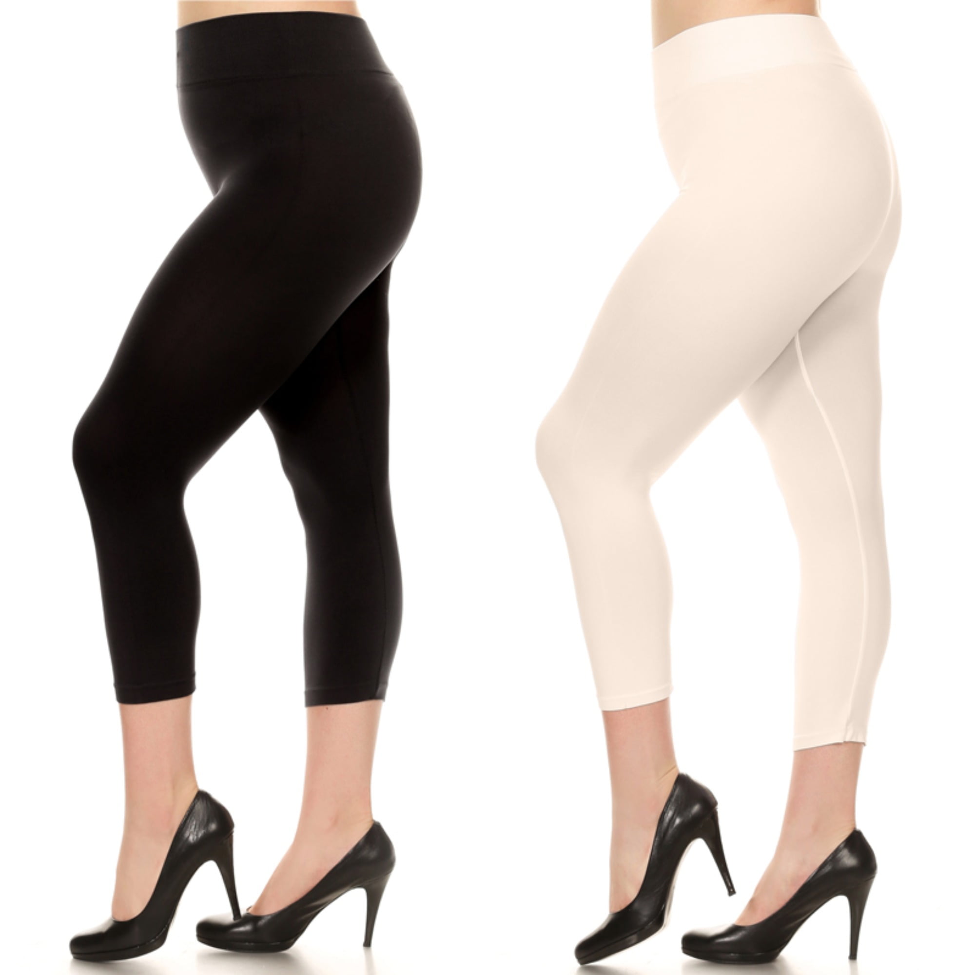 Style Clad Women's Solid Color Seamless Capri Leggings (Plus Size, 2