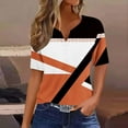 thumbnail image 4 of WREESH Women's Summer Henley Shirts Fashion Cotton and Short Sleeves, Geometric Print Loose V-Neck Button Casual Top Orange, 4 of 5
