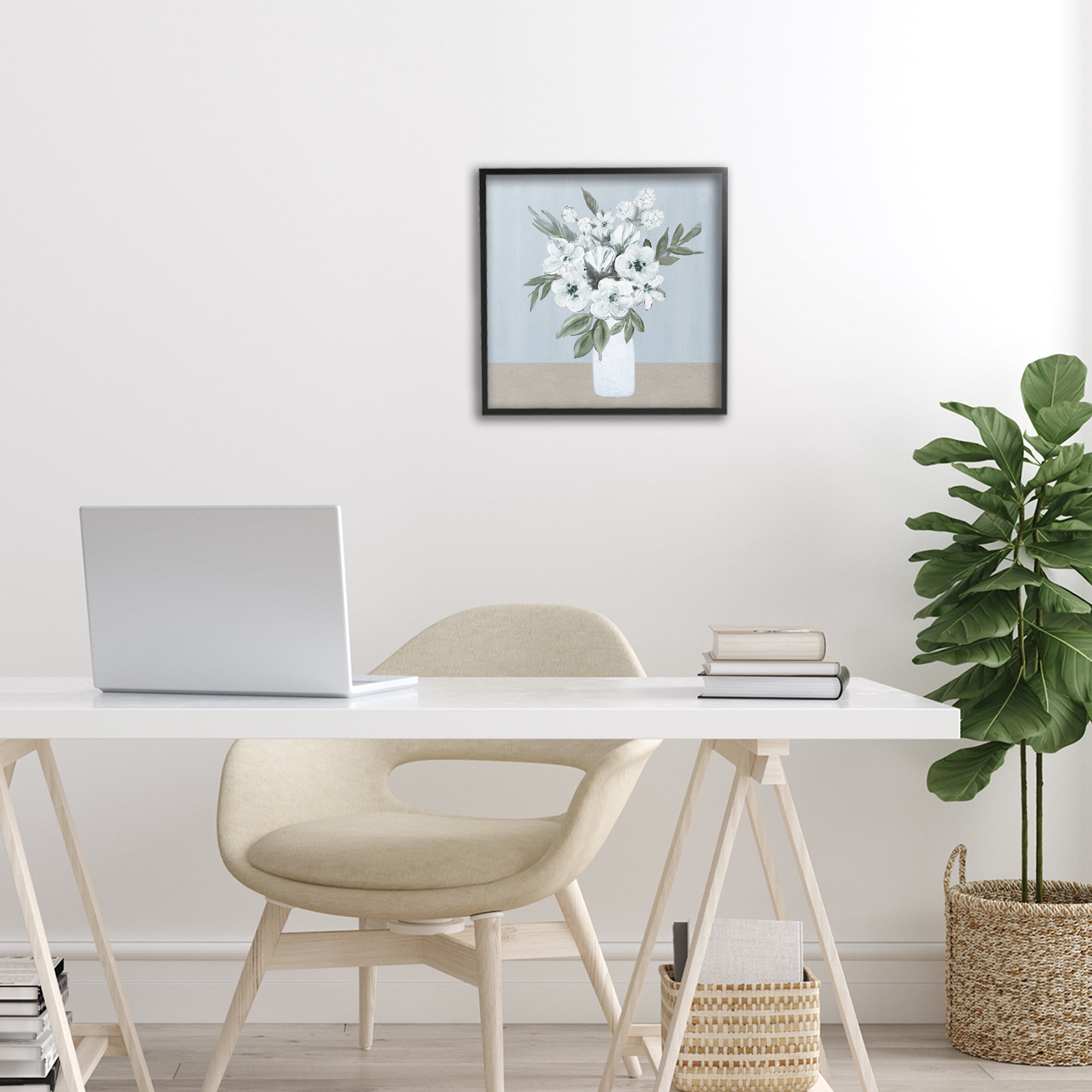 Stupell Industries Cerulean & White Blooms Black Framed Giclee Art, design by Marilyn Dunlap