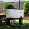 thumbnail image 2 of Permasteel 120-QT Outdoor Portable Patio Cooler Ice Chest with 2 Drink Dividers, Swivel Caster Wheels, Heavy-Duty Handles, White, 2 of 12
