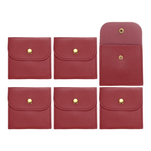 Uxcell 6 Pcs Mini Bolsa de Joyería, 8 Pulgadas Bolsas de Joyería Pequeñas de Cuero PU Suave para Mujeres