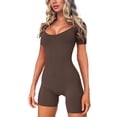 thumbnail image 5 of Coduop Women Ribbed Short Bodysuit Jumpsuit,Short Sleeve Scoop Neck Yoga Jumpsuit Playsuit, 5 of 8