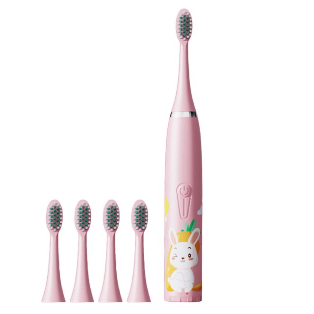 Cepillo de dientes eléctrico para niños IP7 a prueba de agua Cepillo de dientes a batería Lindo conejito Cepillo de dientes eléctrico rosa