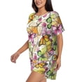 thumbnail image 2 of Kdxio Butterflies2 Print Pajamas Sets for Women Short-Sleeved Pjs with Lounge Shorts Two Piece Sleepwear S-4XL, 2 of 8