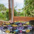 thumbnail image 2 of Ambesonne Emoji Fitted Round Tablecloth, X Shaped Eye Evil Faces Print, 36"- 40" Diameter, Violet and Multicolor, 2 of 5