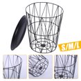 thumbnail image 2 of Black Metal Wire Basket Wooden Top Side Table Storage Loft Living Home Furniture, 2 of 5