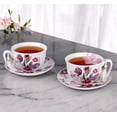 thumbnail image 4 of STP GOODS Tulip Bone China Tea Cup and Saucer Set for 1 in Gift Box 8.45 fl oz (250 ml) Kitchen Teacup Floral Porcelain Tea and Coffee Cup, White and Purple, 4 of 11