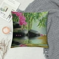 thumbnail image 2 of Leisuo Spa Themed Throw Pillow Cushion Cover, Orchid Flowers Stones and Exotic Branches Image, Decorative Square Accent Pillow Case, Fern Green and Fuchsia white, 2 of 5
