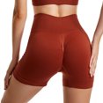 thumbnail image 3 of Yoga Shorts Women's High Waisted Fitness Workout Running Yoga Gym Short Pants Gym Shorts Women Brown M, 3 of 4
