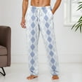thumbnail image 2 of Men Striped Gingham Pants 2025 2026 Pajama Lounge Boxer Pants Cute PJ Bottoms with Drawstring Casual Wide Leg Trousers with Pockets (7-Light Blue, 3X-Large), 2 of 6