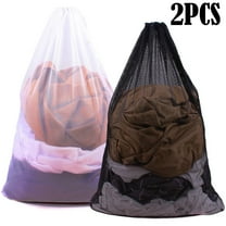 Mesh Laundry Bag Heavy Duty Drawstring Bag, Factories, College, Dorm, Travel and Apartment Dwellers, 24 x 36 Inches, 2 Pack, Black&White