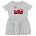 thumbnail image 3 of Inktastic Valentine's Day Red Firetruck with Pink Hearts Girls Toddler Dress, 3 of 5