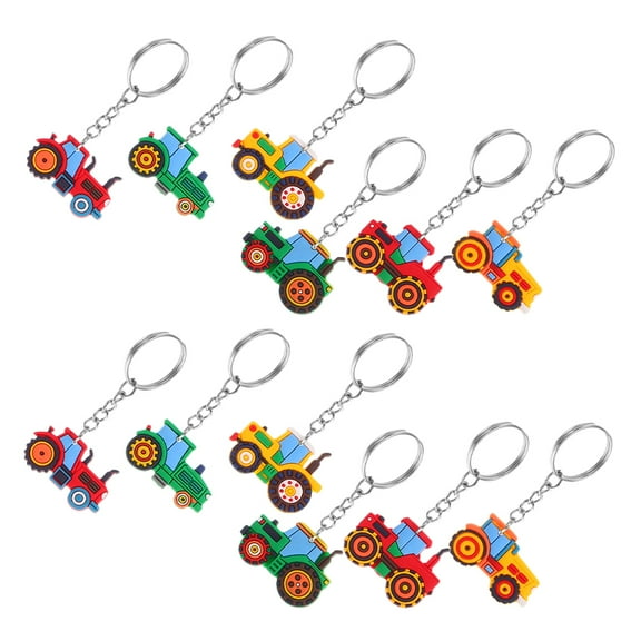 Hemobllo Charming Tractor Keychain PVC Stainless Steel for Decor Assorted Color