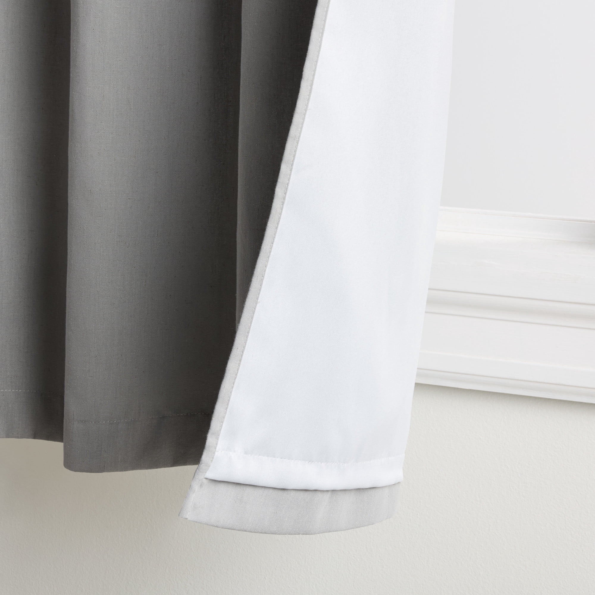 TOWN & COUNTRY BASICS Bertram Solid Linen Texture Indoor Curtains, Room Darkening with Energy Efficient Lining, Grommet Top, 2-Pack Set, Grey, 50"x96"
