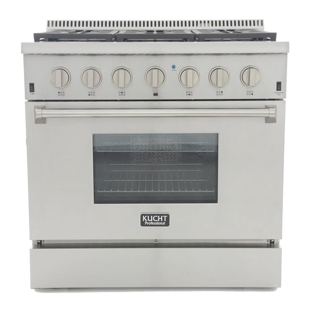 Pemberly Row 36" Dual Fuel Natural Gas Range with Knobs in Silver