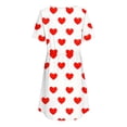 thumbnail image 7 of Gamivast Dresses for Women Short Sleeve V-Neck Babydoll Mini Dress Star Print A-Line Swing Sundress Casual Summer Holiday Vacation Cute Dress White L, 7 of 7