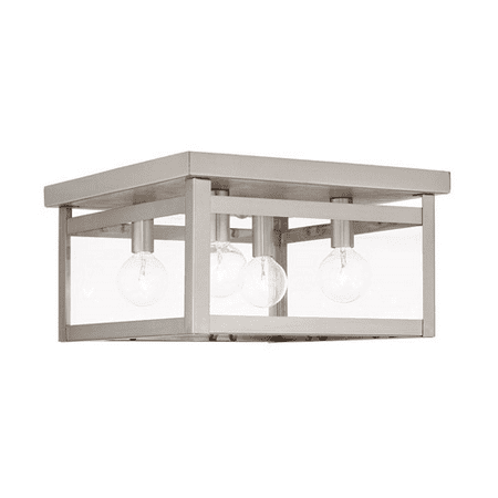 

Flush Mounts 4 Light With Clear Glass Brushed Nickel size 6 in 160 Watts - World of Crystal