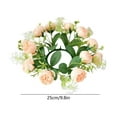 thumbnail image 3 of JWshufel Tea Light Candle Ring Floral Wreath Realistic Fabric Rose Candle Holder with Soft Petals and Textured Leaves Reusable Centerpiece Decoration for Holidays Weddings Home Khaki 9.8in, 3 of 6