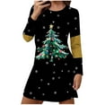 thumbnail image 2 of FDGIU Women's Christmas Sleep Dress, Long Sleeve Comfy Soft Nightie, Round Neck Tshirt Dress Casual House Dress, 2 of 6
