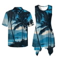 thumbnail image 4 of Psesaysky Matching Hawaiian Couple Outfit Tropical Palm Tree Print Mens Button Down Aloha Shirts Womens Sundress Sleeveless A Line Flowy Tank Dress with Pockets-M, 4 of 7