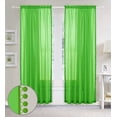 thumbnail image 2 of Semi-Sheer Curtains with Pom Pom Tassels - 2 Piece Set - 2 inch Rod Pocket - Solid Sheer Curtain Drapes for Living Room, Bedroom, PomPom 40" x 84", Lime Green, 2 of 6