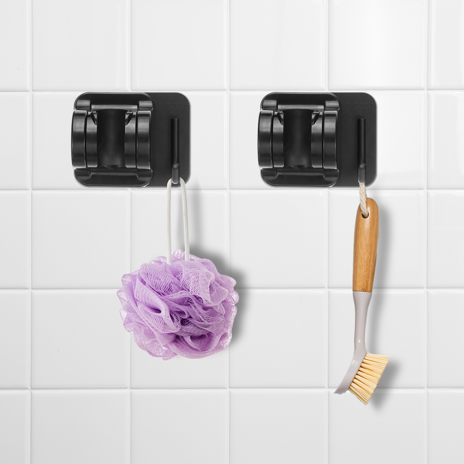 Unique Bargains Handheld Shower Head Holder with Hanger Hook Black 1Pcs